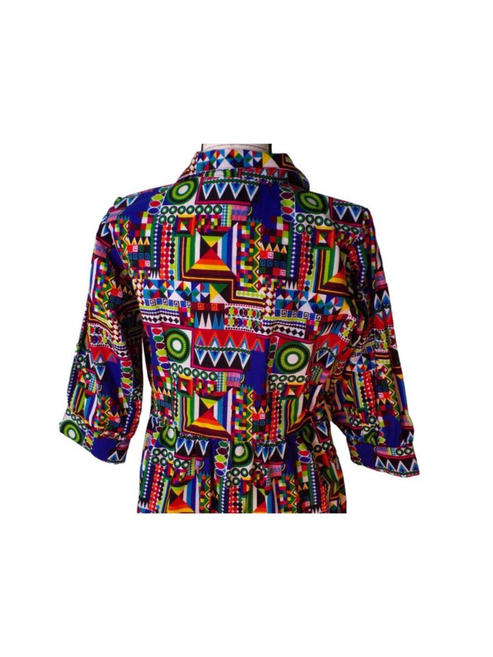 🆕 The Oula Company Geometric Print Cotton Dress Pockets Small - Picture 12 of 16